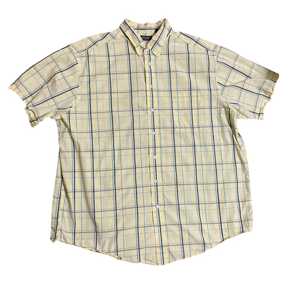 Roundtree & Yorke Yellow and Blue Casual Button Down Shirt
